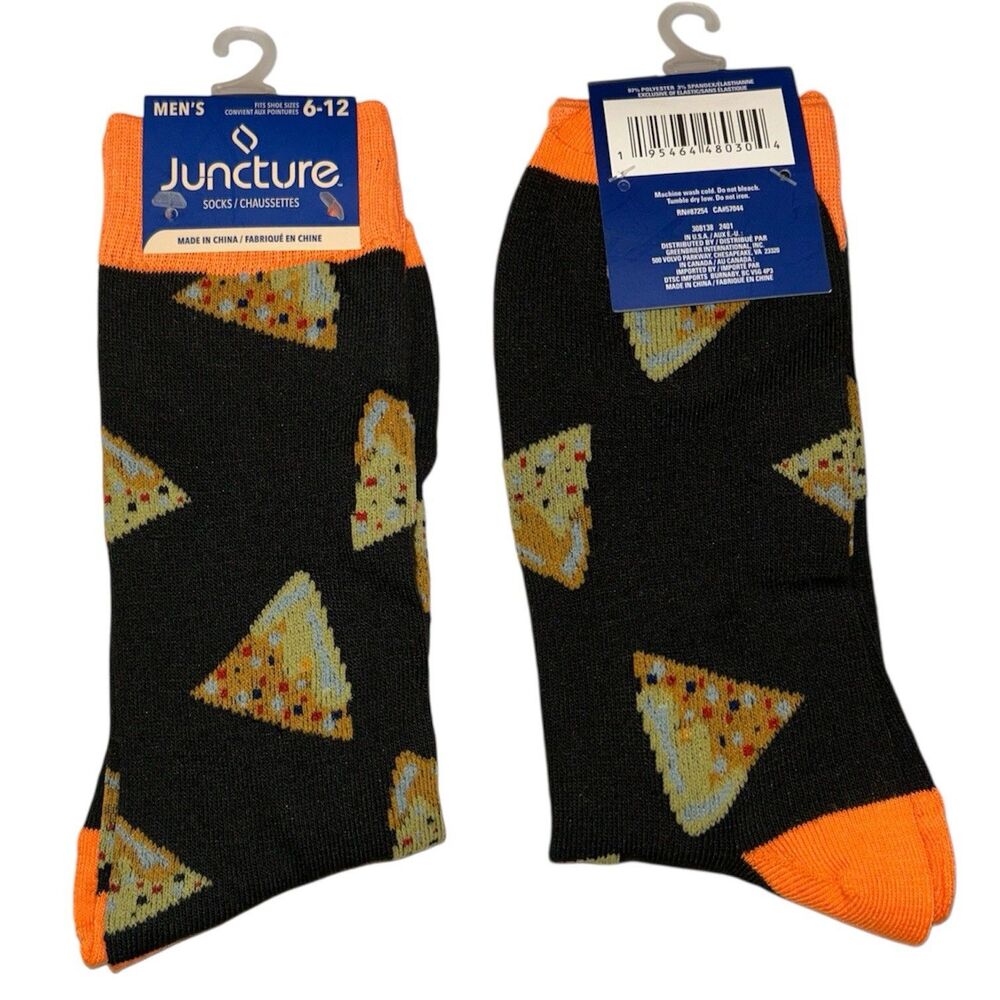 1x Juncture Mens Crew Socks Pizza Size 6-12